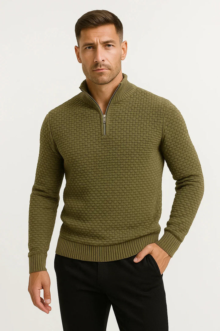 Waffle Quarter-Zip Pullover | Dunkelgrau | Modern Smart-Casual