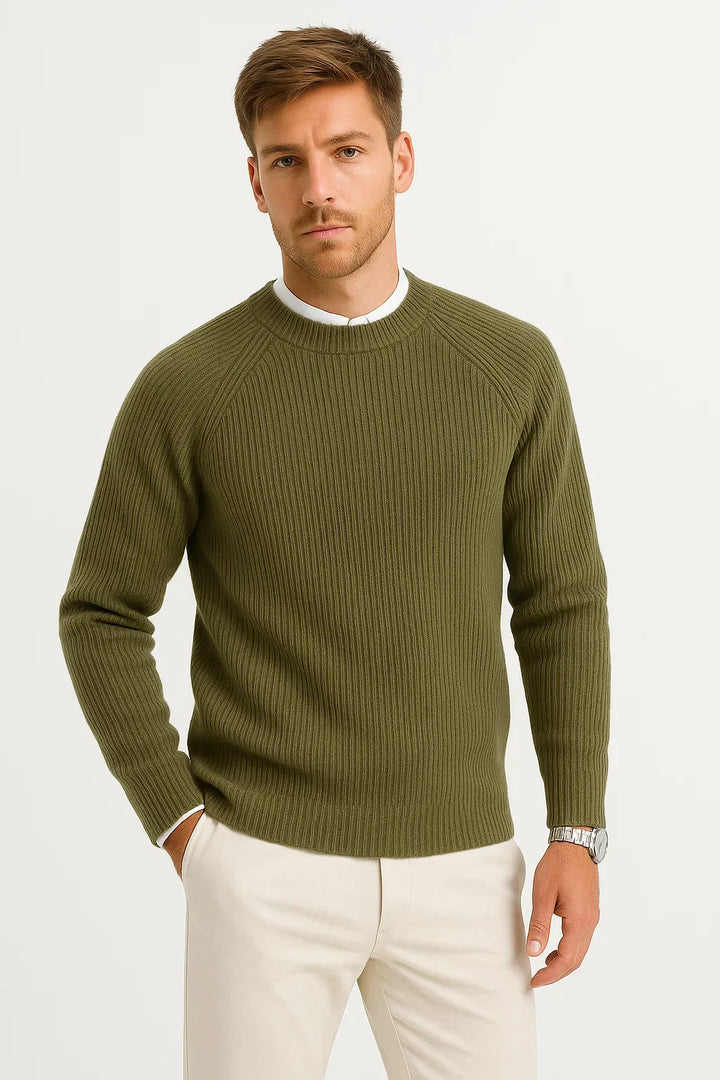 Merino Wolle Sweater | Raglan O-Neck | Smart Casual Strick