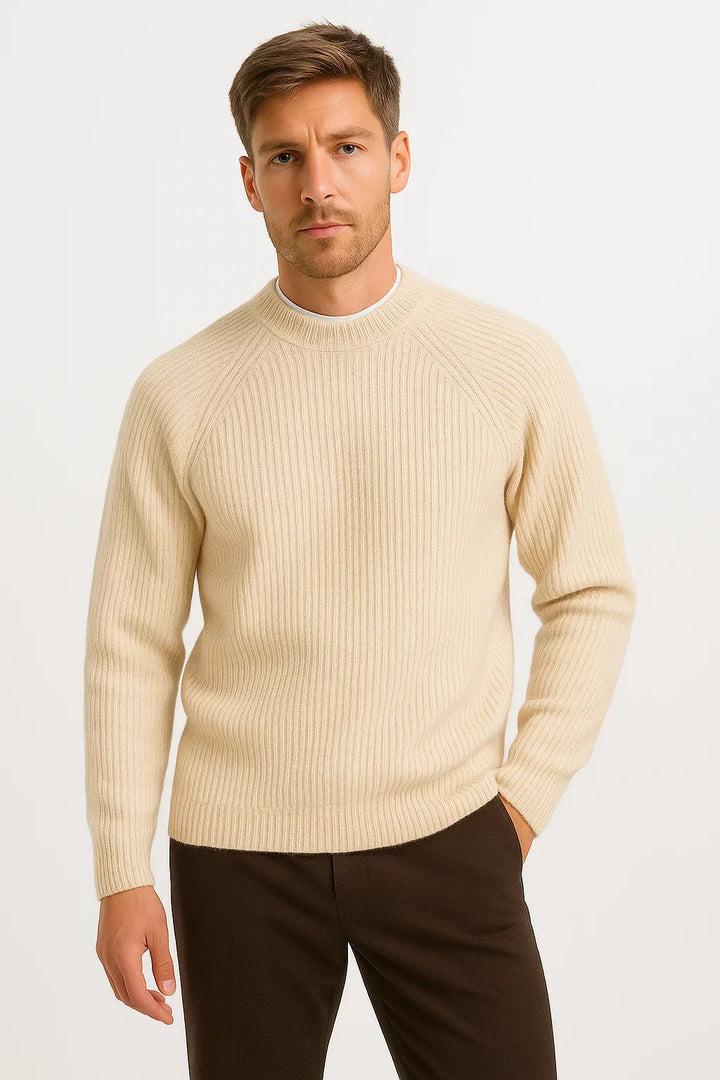 Merino Wolle Sweater | Raglan O-Neck | Smart Casual Strick
