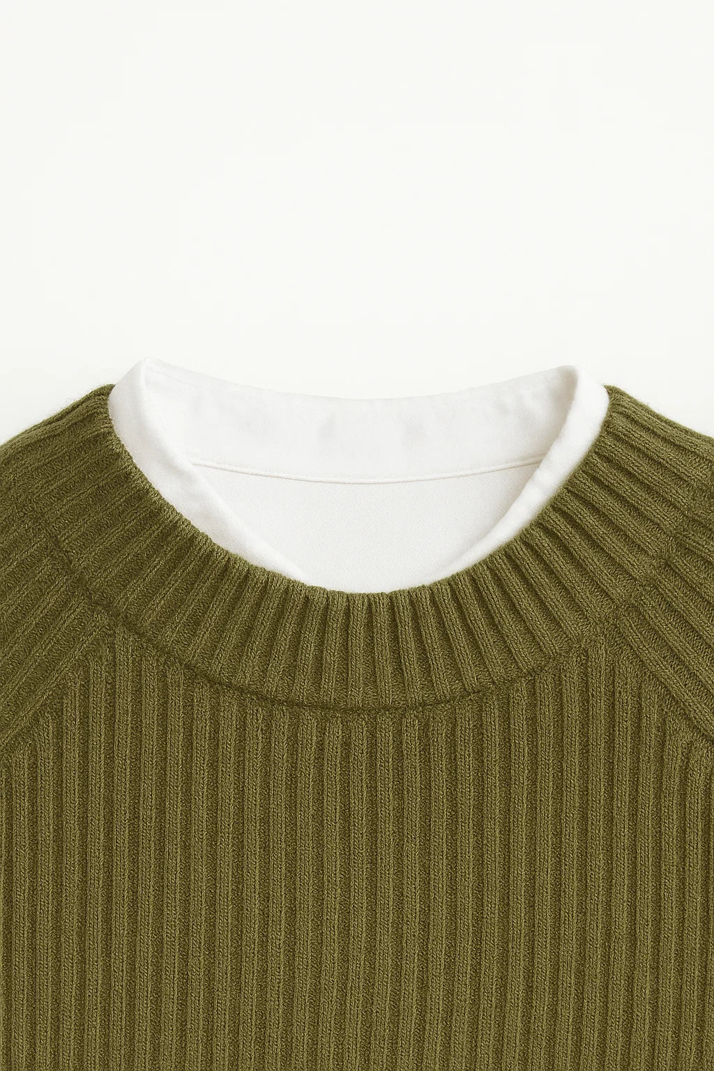 Merino Wolle Sweater | Raglan O-Neck | Smart Casual Strick