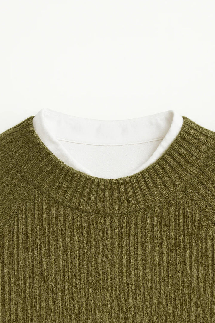 Merino Wolle Sweater | Raglan O-Neck | Smart Casual Strick