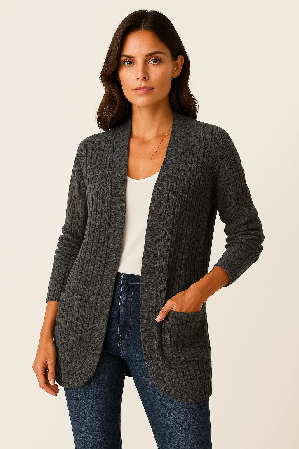 Strickjacke | Offene Vorderseite | Weicher Lässiger Schnitt