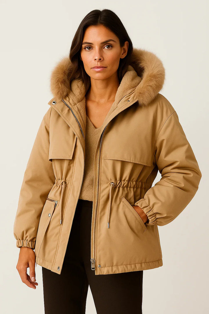 Damen Parka mit Kapuze | Faux Fur Futter | Wasserabweisend Verstellbare Passform