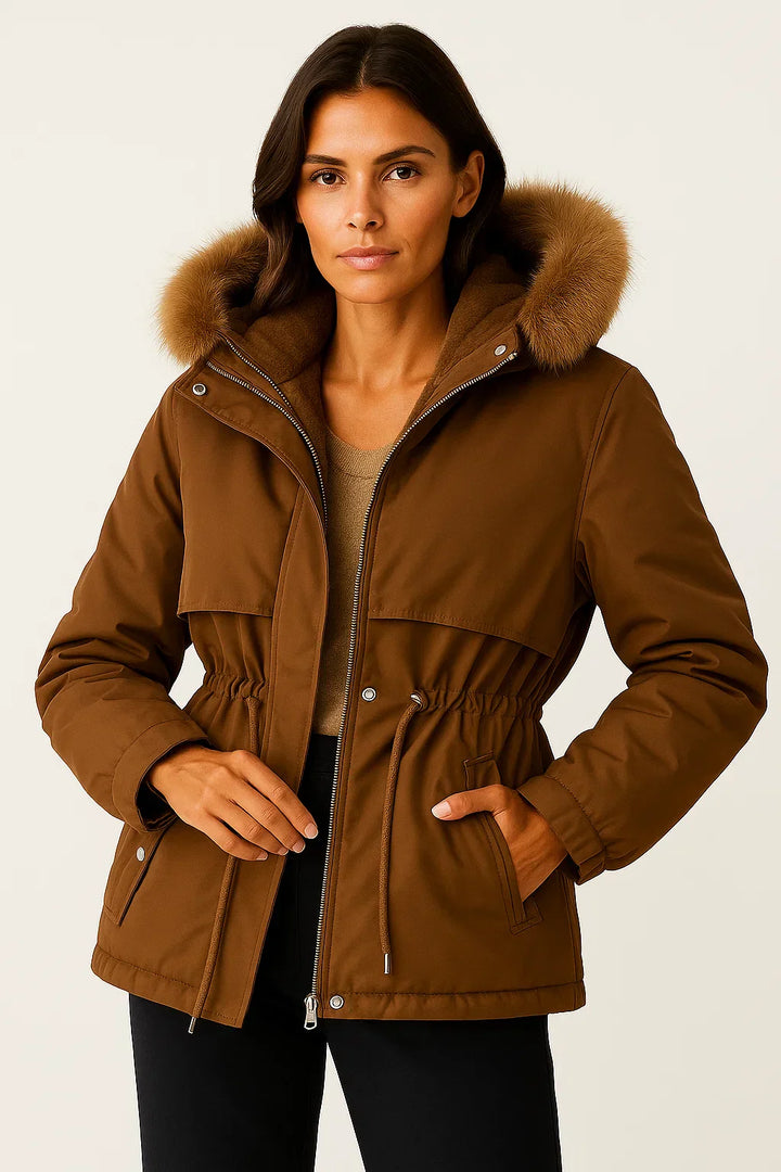 Damen Parka mit Kapuze | Faux Fur Futter | Wasserabweisend Verstellbare Passform