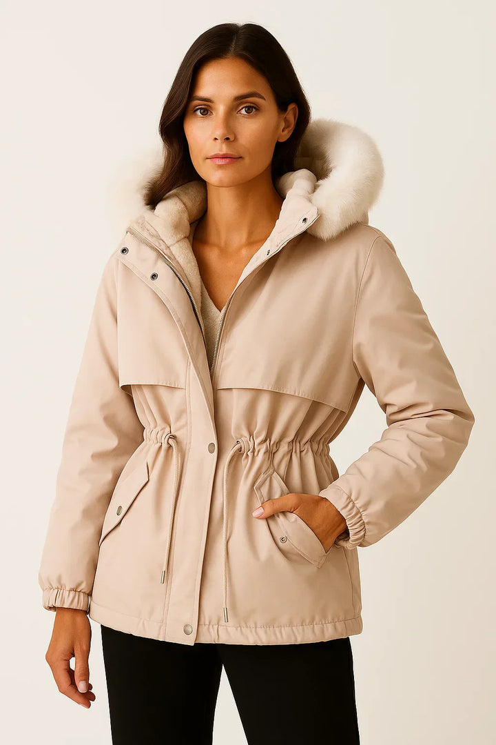 Damen Parka mit Kapuze | Faux Fur Futter | Wasserabweisend Verstellbare Passform