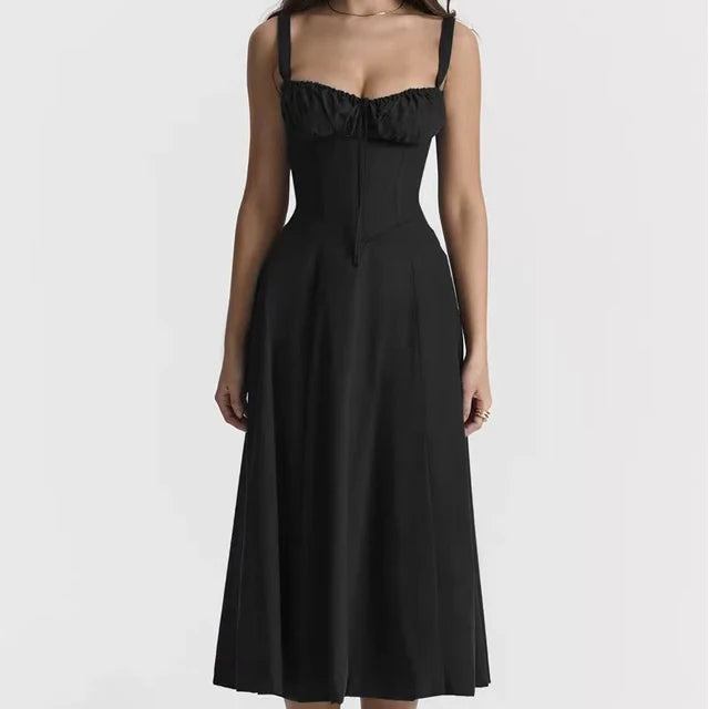 Kleid Lichtglanz Floral Corset Midi | Sweetheart Ausschnitt, Schlitzrock, Spaghetti-Träger