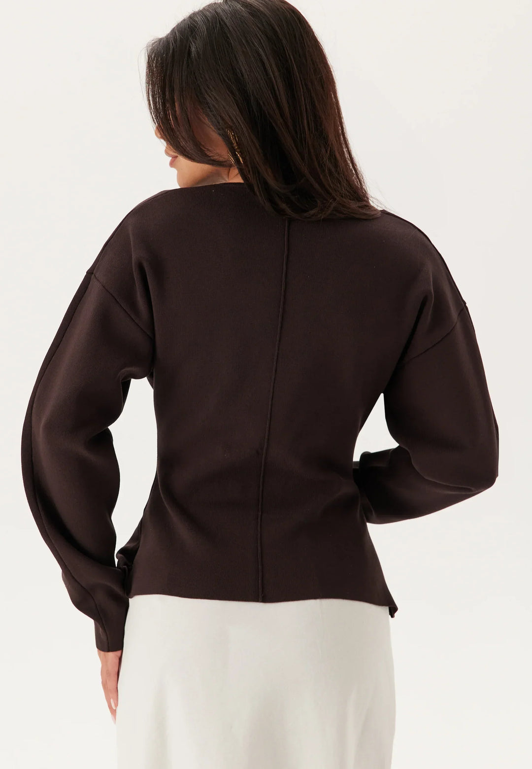 V-Ausschnitt Scuba Top | Strukturstrick | Langarm Modern Fit