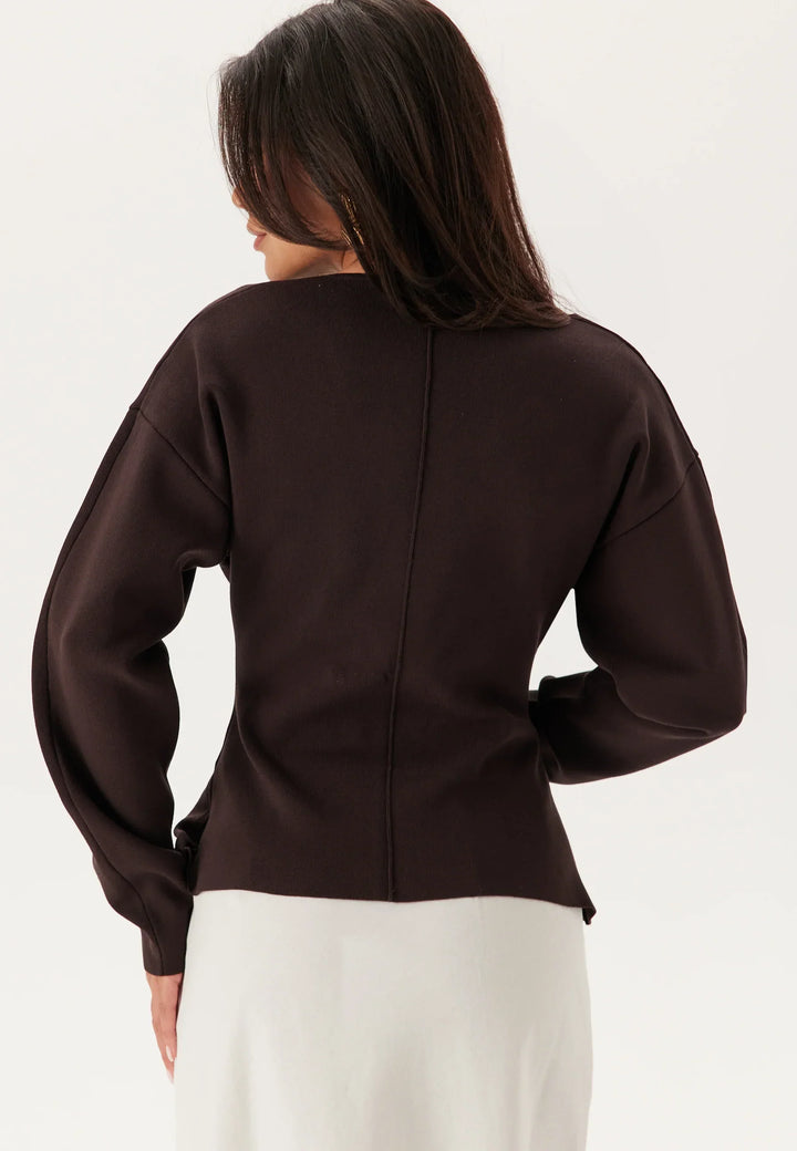 V-Ausschnitt Scuba Top | Strukturstrick | Langarm Modern Fit