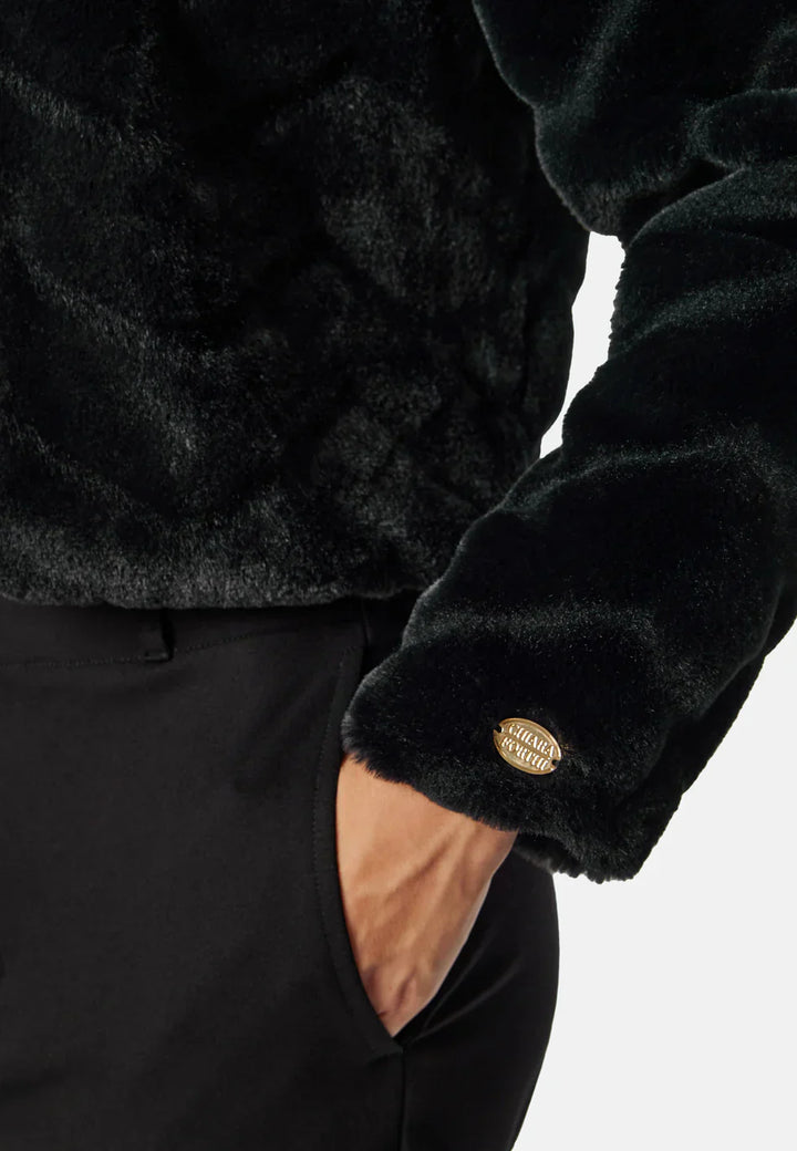Cropped Faux Fur Jacke | Weiche Textur | Elegantes Abendlayer