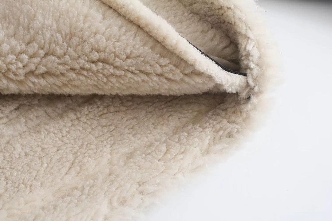 Faux Shearling Aviator Jacke | Kurzer Schnitt | Kontrastkragen