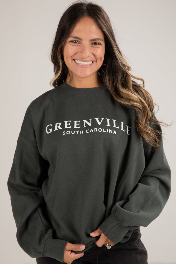 Cotton Sweatshirt | Greenville South Carolina Print | Relaxed Fit