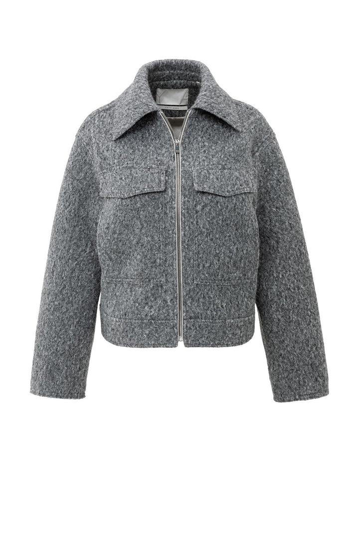 Grundlinie Bouclé Zip Jacke | Cropped Fit | Textured Wool Effect