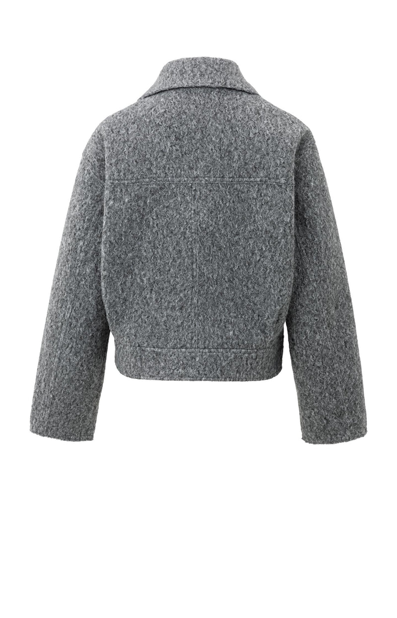 Grundlinie Bouclé Zip Jacke | Cropped Fit | Textured Wool Effect
