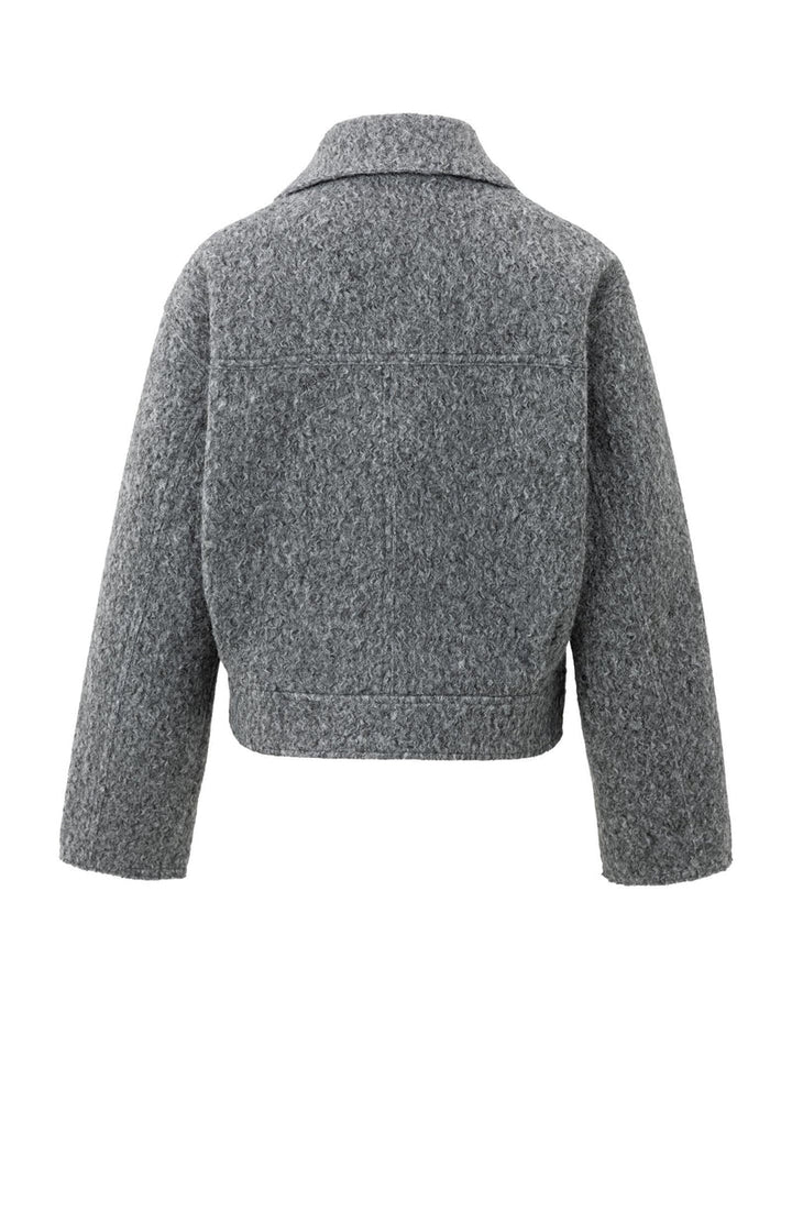 Grundlinie Bouclé Zip Jacke | Cropped Fit | Textured Wool Effect