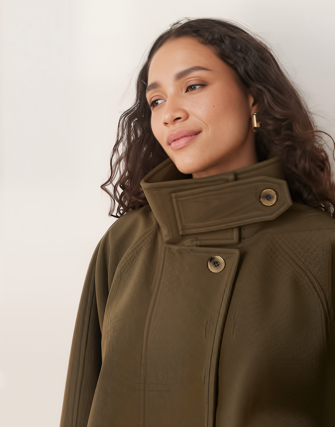 Strukturierter Kurzer Mantel | Hoher Kragen | Boxy Fit