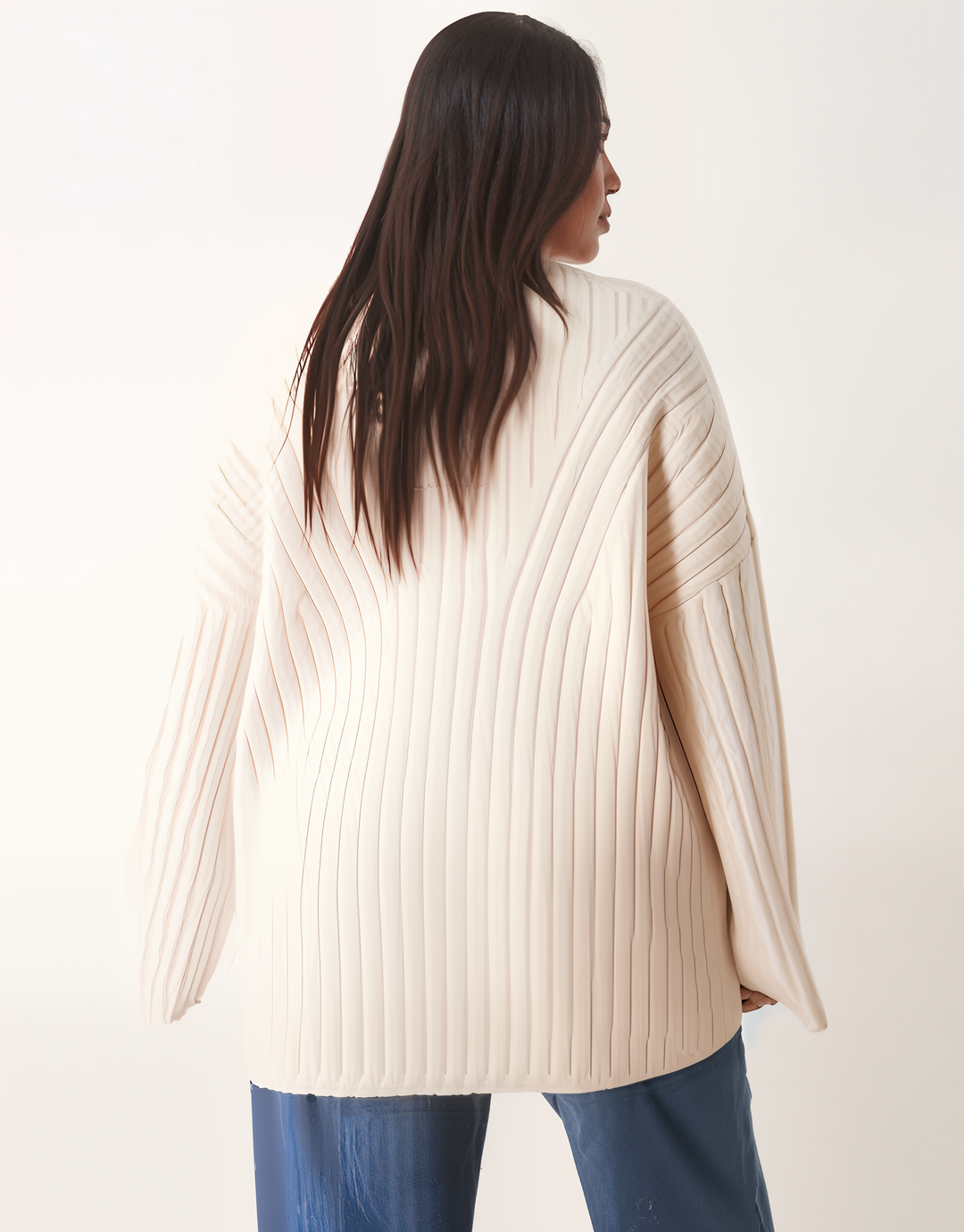 Ribbed Knit Sweater | Beige | Relaxed Fit